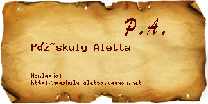 Páskuly Aletta névjegykártya